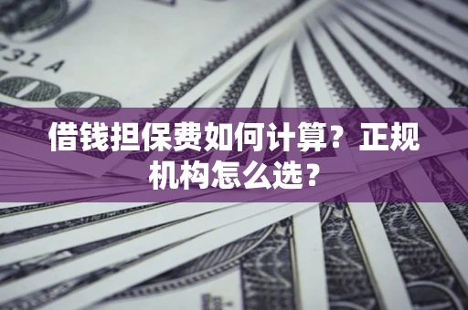 济南借钱担保费如何计算？正规机构怎么选？